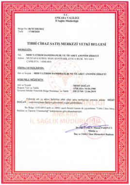 Tıbbi Cihaz Satış Merkezi Yetki Belgesi